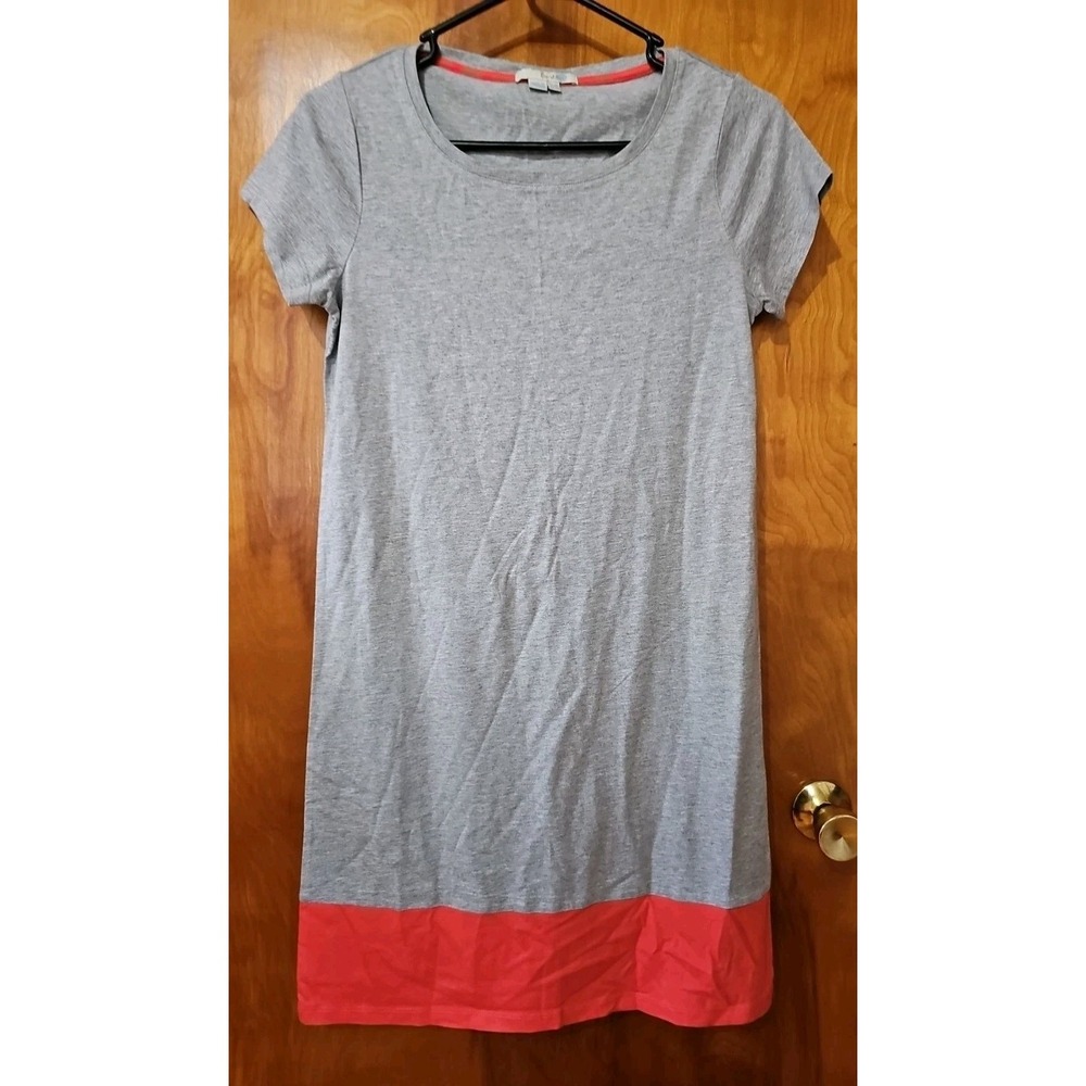 Boden Colorblock Shift Dress Gray/Coral Short Sleeve Knee Length Dress Size 4R